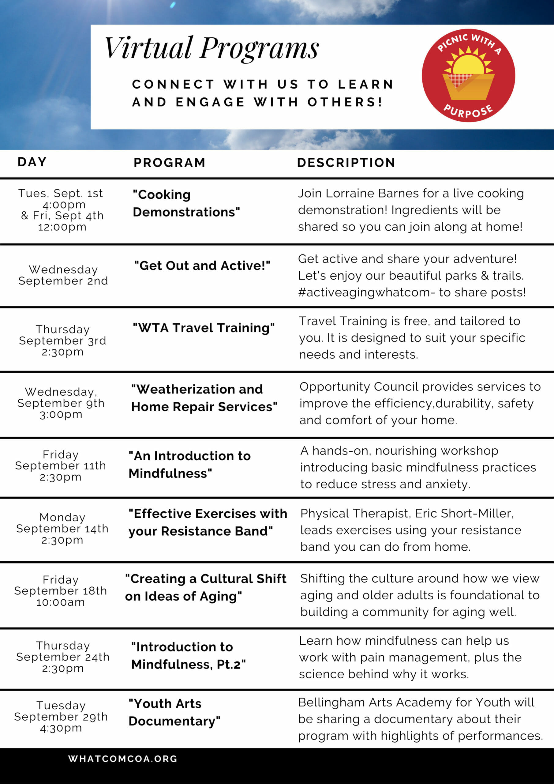PWAP Virtual Programs Schedule